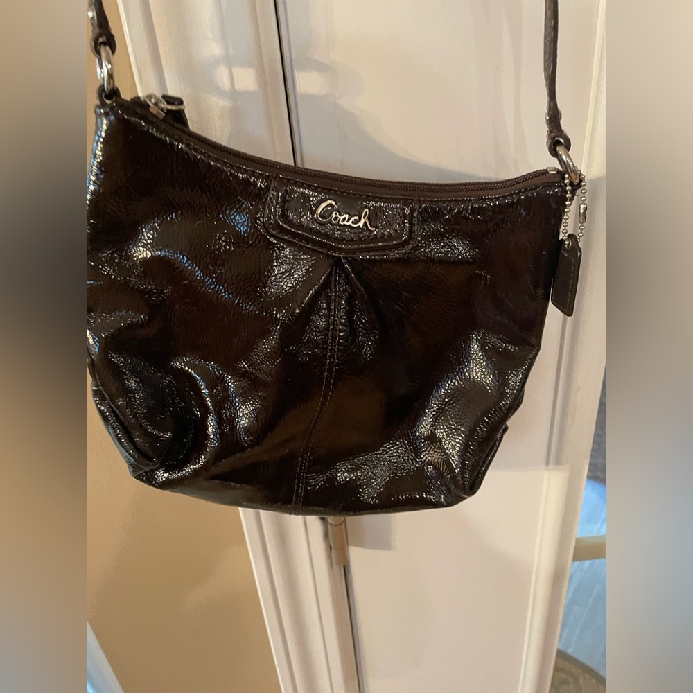 Coach small brown patent leather bag